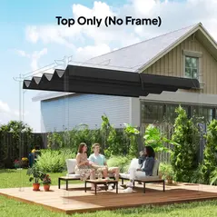 Outsunny Pergola Cover Roof, 2.86 x 2.45 m Retractable Sun Shade Top for 3 x 2m Pergola Frame, UV30+ Protected, Dark Grey - 2