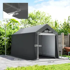 Outsunny 3.6 x 2.1m Portable Outdoor Shed, with Window - Dark Grey - 3