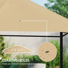 Outsunny 3 x 4m Gazebo Canopy Replacement Cover, Gazebo Roof Replacement (TOP COVER ONLY), Khaki - 7