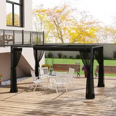 Outsunny 3 x 4m Aluminium Frame Pergola, with Retractable Roof - Dark Grey - 2