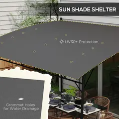 Outsunny 3 x 4m Metal Frame Pergola - Grey - 5