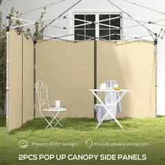 Outsunny Set of Two 3 x 3(m) Replacement Zipped Gazebo Walls - Beige - 4