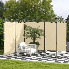Outsunny Set of Two 3 x 3(m) Replacement Zipped Gazebo Walls - Beige - 2