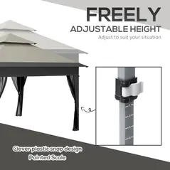 Outsunny 3 x 3(m) Pop Up Gazebo with Mosquito Netting, 1 Person Easy up Marquee Party Tent with 1-Button Push, Double Roof, Carry Bag, Sandbags, Height Adjustable Instant Shelter, Grey - 7