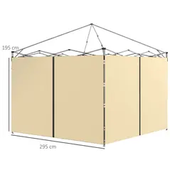Outsunny Set of Two 3 x 3(m) Replacement Zipped Gazebo Walls - Beige - 3