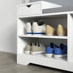 HOMCOM Multi-Compartment Shoe Bench, with Seat - White - 8