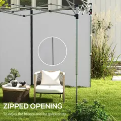 Outsunny Set of Two 3 x 3(m) Replacement Zipped Gazebo Walls - Grey - 5