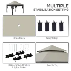 Outsunny 3 x 3(m) Pop Up Gazebo with Mosquito Netting, 1 Person Easy up Marquee Party Tent with 1-Button Push, Double Roof, Carry Bag, Sandbags, Height Adjustable Instant Shelter, Grey - 6