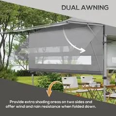 Outsunny 3 x 3m Height Adjustable Pop-Up Gazebo, with Accessories - Grey - 4