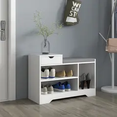 HOMCOM Multi-Compartment Shoe Bench, with Seat - White - 7