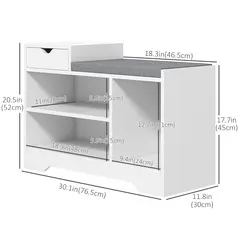 HOMCOM Multi-Compartment Shoe Bench, with Seat - White - 3