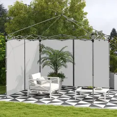 Outsunny Set of Two 3 x 3(m) Replacement Zipped Gazebo Walls - Grey - 2