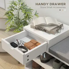 HOMCOM Multi-Compartment Shoe Bench, with Seat - White - 5