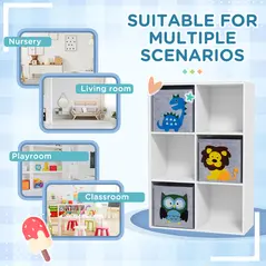 ZONEKIZ Kids Toy Box with Three Non-Woven Fabric Drawers, 61.8 x 29.9 x 91.5cm - White - 8