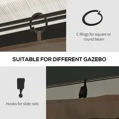 Outsunny 4 Pack Replacement Gazebo Curtains Privacy Panel for Most 3 x 4m Gazebo Canopy Pavillion Outdoor Shelter Sidewalls Accessories Dark Brown - 6