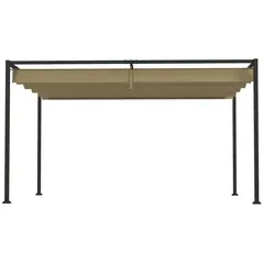 Outsunny 4 x 3(m) Metal Pergola with Retractable Roof, Garden Gazebo Canopy Shelter for Outdoor, Patio, Khaki - 8