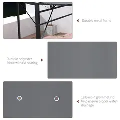 Outsunny 3 x 2.5m Patio Metal Gazebo Door Window Awning Wall Mount Metal Outdoor Shelter Charcoal Grey - 6
