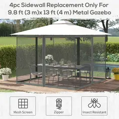 Outsunny 352 x 207cm Universal Replacement Mesh Sidewall Netting for Patio Gazebos and Canopy Tents, (Sidewall Only) Dark Grey - 4