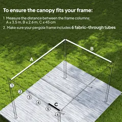 Outsunny Retractable Pergola Cover, 3.5 x 2.6 m Replacement Canopy Fabric for 4 x 3 m Frame, Roof Top Only, Beige - 4