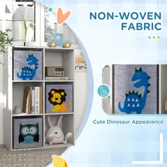 ZONEKIZ Kids Toy Box with Three Non-Woven Fabric Drawers, 61.8 x 29.9 x 91.5cm - White - 5