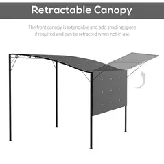 Outsunny 3 x 2.5m Patio Metal Gazebo Door Window Awning Wall Mount Metal Outdoor Shelter Charcoal Grey - 4