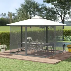 Outsunny 352 x 207cm Universal Replacement Mesh Sidewall Netting for Patio Gazebos and Canopy Tents, (Sidewall Only) Dark Grey - 2