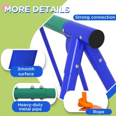Outsunny Three-In-One Kids Metal Swing Set with Swing, Glider, Rocking Chair Swing, for Ages 3+ years - Orange and Blue - 7