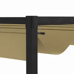 Outsunny 4 x 3(m) Metal Pergola with Retractable Roof, Garden Gazebo Canopy Shelter for Outdoor, Patio, Khaki - 9