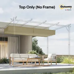 Outsunny Retractable Pergola Cover, 2.55 x 2.5 m Replacement Canopy Fabric for 3 x 3 m Frame, Roof Top Only, Beige - 9