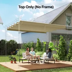 Outsunny Retractable Pergola Cover, 2.55 x 2.5 m Replacement Canopy Fabric for 3 x 3 m Frame, Roof Top Only, Beige - 2
