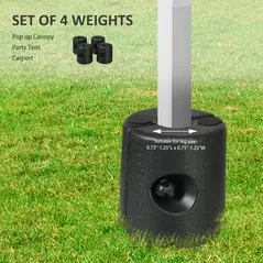 Outsunny HDPE Tent Weights Set of 4, Canopy Weights, Fill with Water or Sand, 48KG - 4