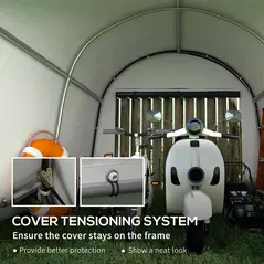 Outsunny 3 x 3(m) Garden Storage Tent, Heavy Duty Outdoor Shed, Waterproof Portable Shed Storage Shelter with Galvanised Steel Frame for Bike, Motorcycle, Garden Tools, Grey - 7