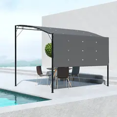 Outsunny 3 x 2.5m Patio Metal Gazebo Door Window Awning Wall Mount Metal Outdoor Shelter Charcoal Grey - 2