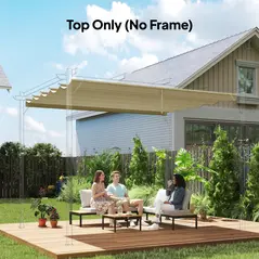 Outsunny Retractable Pergola Cover, 3.5 x 2.6 m Replacement Canopy Fabric for 4 x 3 m Frame, Roof Top Only, Beige - 2