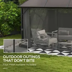 Outsunny 4 x 3m Aluminium Frame Hard Gazebo, with Accessories - Brown - 5