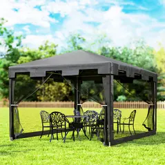 Outsunny 4 x 3 m Party Tent Wedding Gazebo Outdoor Waterproof PE Canopy Shade with Panel - 9