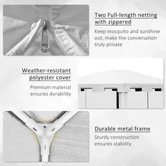 Outsunny 4 x 3 m Party Tent Wedding Gazebo Outdoor Waterproof PE Canopy Shade with Panel - 5