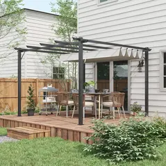 Outsunny 3 x 3(m) Aluminium Pergola Canopy Gazebo Awning Outdoor Garden Sun Shade Shelter Marquee Party BBQ, Light Grey - 7