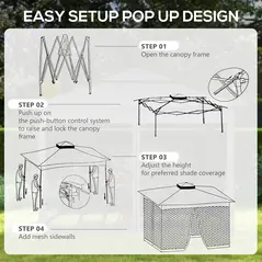 Outsunny 3 x 3(m) Pop Up Gazebo, Double-roof Garden Tent with Netting and Carry Bag, Party Event Shelter for Outdoor Patio, Dark Grey - 5