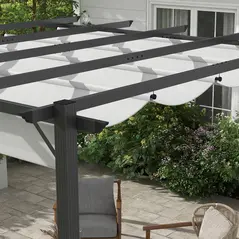 Outsunny 3 x 3(m) Aluminium Pergola Canopy Gazebo Awning Outdoor Garden Sun Shade Shelter Marquee Party BBQ, Light Grey - 8