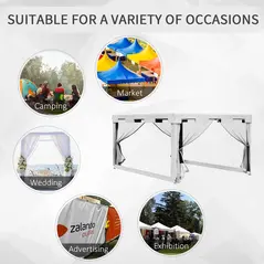 Outsunny 4 x 3 m Party Tent Wedding Gazebo Outdoor Waterproof PE Canopy Shade with Panel - 7