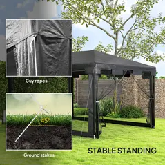 Outsunny 4 x 3 m Party Tent Wedding Gazebo Outdoor Waterproof PE Canopy Shade with Panel - 6