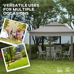 Outsunny 3.25 x 3.25m Pop Up Gazebo, Double-roof Garden Tent with Netting and Carry Bag, Party Event Shelter for Outdoor Patio, Brown and Grey - 7