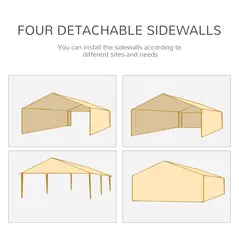 Outsunny 6 x 3 m Party Tent Wedding Gazebo Outdoor Waterproof PE Canopy Shade with 6 Removable Side Walls - 5