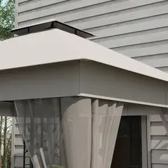 Outsunny 3 x 3m Steel Frame Double Roof Garden Gazebo - Light Grey - 9