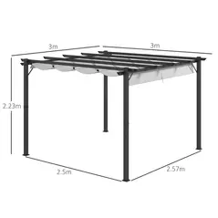 Outsunny 3 x 3(m) Aluminium Pergola Canopy Gazebo Awning Outdoor Garden Sun Shade Shelter Marquee Party BBQ, Light Grey - 3