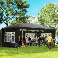 Outsunny 3 x 6m Pop-Up Gazebo, with Removable Walls - Black - 2