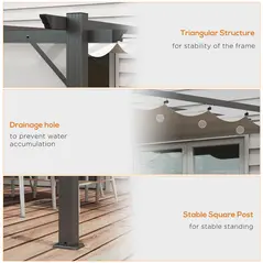 Outsunny 3 x 3(m) Aluminium Pergola Canopy Gazebo Awning Outdoor Garden Sun Shade Shelter Marquee Party BBQ, Light Grey - 6