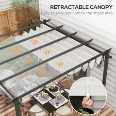 Outsunny 3 x 3(m) Aluminium Pergola Canopy Gazebo Awning Outdoor Garden Sun Shade Shelter Marquee Party BBQ, Light Grey - 4