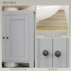 kleankin Under Sink Cabinet, Bathroom Sink Cabinet with 2 Doors, Pedestal Under Sink Design, Freestanding Bathroom Cupboard with Adjustable Shelf, Grey - 7